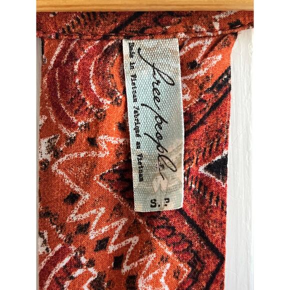 Free People Sundown Babydoll Dress S/P 🧡 Aztec Orange Boho Mini - Picture 8 of 10
